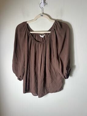 Zoa New York Sheer Brown Off The Shoulder Top Sz XS